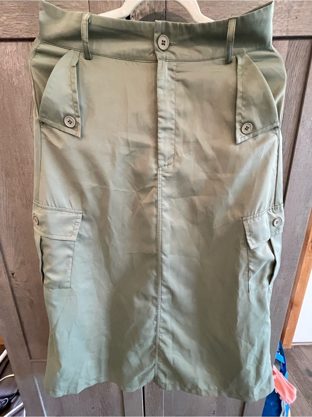 Christina Olive Green Utility Midi Skirt